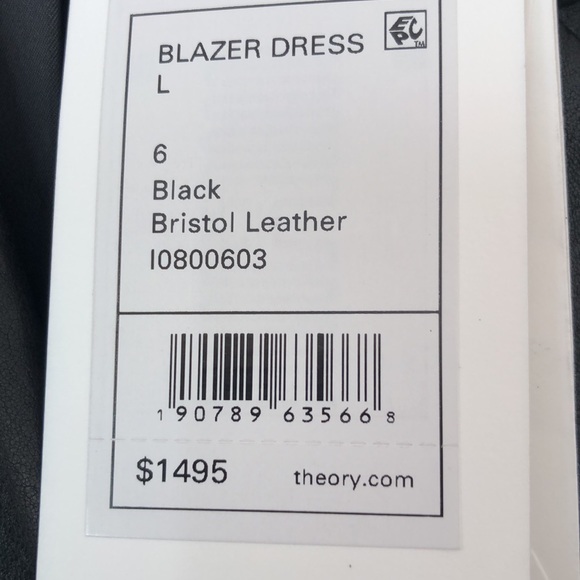 NWT Theory: Double-Breasted Bristol Leather Blazer Dress - Picture 10 of 15